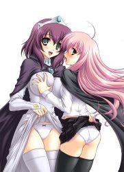 00s 2girls abu age_difference ahoge ass breasts clothes_lift grabbing_another&#039;s_breast groping henrietta_de_tristain loli long_hair louise_francoise_le_blanc_de_la_valliere multiple_girls onee-loli panties pantyshot pink_hair purple_hair skirt skirt_lift thighhighs tiara underwear very_long_hair yuri zero_no_tsukaima zettai_ryouiki