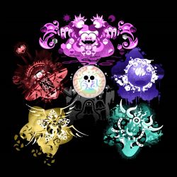 black_background commentary crazy_smile crescent drawcia drawcia_soul extra_eyes fangs hat hexagon highres hyness jester_cap kirby&#039;s_return_to_dream_land kirby:_planet_robobot kirby_star_allies kirby:_triple_deluxe kirby_(series) kirby:_canvas_curse kirby_super_star_ultra kreamy_kae magolor magolor_soul marx_(kirby) marx_soul master_crown nintendo open_mouth queen_sectonia scales simple_background smile soul_of_sectonia star_dream star_dream_soul_os sun_symbol talons third_eye tongue tongue_out void_(kirby) void_termina wings