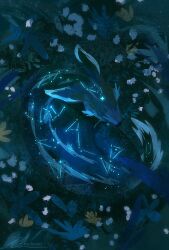 Rule 34 | constellation print, field, flower, fox, from above, landscape, lily of the valley, limited palette, night, no humans, original, outdoors, painterly, scenery, starry sky print, zandra