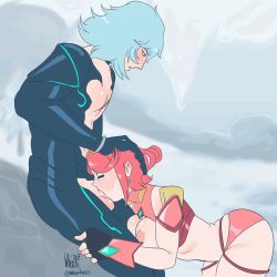 1boy 1girl animated animated_gif blush bodysuit bouncing_breasts breasts commission erection fellatio formal_clothes gloves hetero highres jin_(xenoblade) large_breasts long_hair magnta nintendo nipples oral outdoors penis pyra_(xenoblade) red_hair scar sex short_hair sitting suit testicles uncensored white_hair wince winter xenoblade_chronicles_(series) xenoblade_chronicles_2