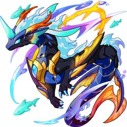 blue_eyes dragon dragon_village_(series) dragon_village_collection fins game_cg horns lowres no_humans official_art single_horn third-party_source transparent_background varunas_(abyss)_(dragon_village) varunas_(dragon_village) water