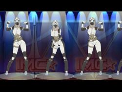 6+girls animated animated_gif animification bodysuit bouncing_breasts breasts dancing gloves hip_focus holster hood large_breasts legs letterboxed mask me!me!me! multiple_girls parody standing thighs titanfall titanfall_(series) titanfall_2 visor