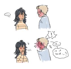 Rule 34 | 1boy, 1girl, 2024, anya (mouthwashing), blush, comic, curly (mouthwashing), curly (post-crash) (mouthwashing), davriann, english text, happy, mouthwashing, speech bubble, twitter