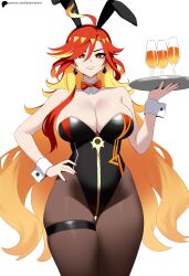 bad_tag breasts bunnygirls genshin_impact leotard lord_dante lorddantesito mavuika_(genshin_impact) mihoyo playboy_bunny rabbit_ears