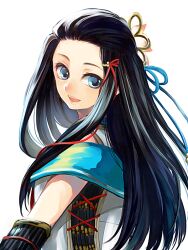 Rule 34 | black hair, blue eyes, hair ribbon, hayakawa-dono, japanese clothes, kimono, lips, long bangs, long hair, parted bangs, ribbon, sengoku musou, smile