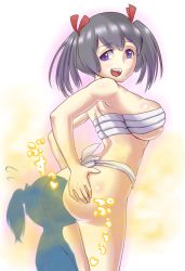 2girls ass fart femdom hair_ribbon humiliation kazo_(kazozakazo) multiple_girls open_mouth purple_eyes ribbon sitting sitting_on_face sitting_on_person translation_request yuri