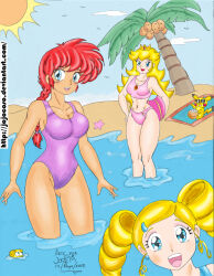 10s 1boy 2012 3girls animal ball beach beachball bikini bird blonde_hair blue_eyes blush braid breasts cartoon_network character_print cleavage cloud coconut coconut_tree collarbone commission crossover crown dated drill_hair drink drinking_straw earrings food_print gem gen_1_pokemon genderswap genderswap_(mtf) goutokuji_miyako hair_ornament hairclip hand_on_own_hip highres holding holding_ball holding_beachball jewelry kimbawest large_breasts long_hair looking_at_viewer looking_up mario_(series) may mouse_(animal) multiple_girls mushroom_print navel nickelodeon nintendo ocean one-piece_swimsuit open_mouth palm_tree pikachu pink_bikini pokemon pokemon_(creature) powerpuff_girls powerpuff_girls_z princess princess_peach print_bikini purple_one-piece_swimsuit ranma-chan ranma_1/2 red_gemstone red_hair red_lips sand saotome_ranma seagull single_braid sky smile sponge spongebob_squarepants spongebob_squarepants_(series) star_(symbol) starfish sun sunglasses supergeorgesapiens swimsuit teeth toad_(mario) tree tropical_drink twin_drills twintails water
