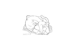 Rule 34 | 1girl, animal ears, capriccio, cat ears, cat girl, cat tail, chibi, commentary request, dated, fetal position, full body, greyscale, hair ornament, hairclip, hugging own legs, lying, monochrome, on side, original, pleated skirt, shadow, shirt, shoes, simple background, skirt, socks, solo, tail, white background