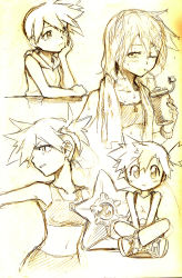 1girl asymmetrical_hair breasts cowboy_shot creatures_(company) curvy denim denim_shorts game_freak gen_1_pokemon legs midriff misty_(pokemon) navel nib_pen_(medium) nintendo one-piece_swimsuit one_eye_closed open_mouth orange_hair pen_(medium) pokemon pokemon_(anime) pokemon_(classic_anime) pokemon_hs16 pokemon_tcg ponytail sei_jun seijun short_hair shorts side_ponytail simple_background smile standing staryu suspenders swimsuit tank_top traditional_media wet white_background wink