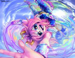 Rule 34 | 1girl, absurdres, ashido mina, black sclera, boku no hero academia, colored sclera, colored skin, hhholic, highres, horns, looking at viewer, pink hair, pink skin, solo