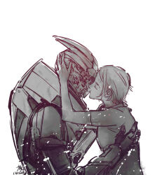 alien commander_shepard commander_shepard_(female) couple garrus_vakarian kiss logrotta mass_effect_(series) tumblr turian