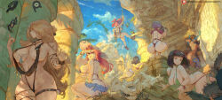 6+girls aerodactyl ass back baltoy bare_shoulders black_hair blonde_hair blush breasts cleavage courtney_(pokemon) curvy cutesexyrobutts cynthia_(pokemon) dark-skinned_female dark_skin erika_(pokemon) flannery_(pokemon) fossil gen_1_pokemon gen_2_pokemon gen_3_pokemon grey_eyes hair_ornament hair_over_one_eye hairband highres legendary_pokemon long_hair lorelei_(pokemon) multiple_girls natu navel nintendo outdoors pokemon pokemon_dppt pokemon_frlg rayquaza red_hairband regice sabrina_(pokemon) shelly_(pokemon) short_hair skeleton thighs unown unown_c unown_r unown_s