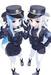 2girls blue_hair highres karulaz len_(tsukihime) multiple_girls pointy_ears red_eyes tsukihime white_hair white_len_(tsukihime)