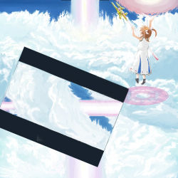 Rule 34 | 00s, 1girl, female focus, letterboxed, lyrical nanoha, magazine (weapon), magic circle, magical girl, mahou shoujo lyrical nanoha, no jacket, oekaki, raising heart, raising heart (buster mode), solo, takamachi nanoha, twintails, white devil