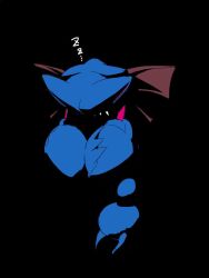 Rule 34 | 1other, bat wings, black background, closed eyes, floating, gen 4 pokemon, gliscor, head down, lukasandatta, nintendo, no humans, pokemon, pokemon (creature), shaded face, shadow, sharp teeth, sleeping, sleeping upright, solo, teeth, wings, zzz