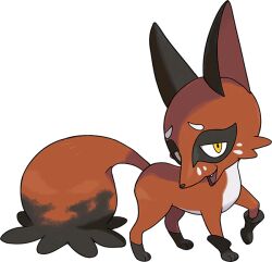 animal_focus artist_request fang fox full_body gen_8_pokemon nickit nintendo no_humans official_art open_mouth pokemon pokemon_(creature) pokemon_focus pokemon_swsh smile solo third-party_source transparent_background yellow_eyes