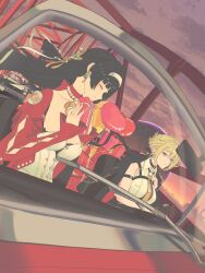 Rule 34 | 014115r, 1boy, 4girls, anby demara, astra yao, balloon, billy kid, black hair, blonde hair, breasts, car, cleavage, closed eyes, driving, earrings, evelyn chevalier, gift, heart balloon, highres, holding, holding gift, jewelry, large breasts, long hair, medium breasts, mole, mole under eye, motor vehicle, multiple girls, nicole demara, outdoors, purple eyes, rear-view mirror, shirt, steering wheel, upper body, white shirt, zenless zone zero