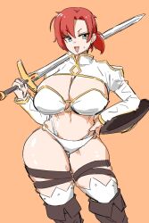 1girl boudica_(fate) breasts fate/grand_order fate_(series) huge_breasts red_hair sword weapon