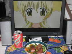 00s 2d_dating food hidamari_sketch highres lonely meal miyako_(hidamari_sketch) photo_(medium)