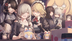 Rule 34 | absurdres, adeline (girls&#039; frontline), agent (girls&#039; frontline), alina (girls&#039; frontline), android, anger vein, apron, ass mousepad, asymmetrical hair, black dress, black gloves, black hair, blunt bangs, breasts, brown eyes, cake, cheek pinching, clenched hand, clenched teeth, collar, dreamer (girls&#039; frontline), dress, facial mark, fingerless gloves, food, g36 (girls&#039; frontline), g36 (mod3) (girls&#039; frontline), g36c (girls&#039; frontline), girls&#039; frontline, gloves, headgear, highres, hk416 (girls&#039; frontline), jewelry, long hair, m4 sopmod ii (girls&#039; frontline), m4 sopmod ii jr, maid, maid apron, maid headdress, mechanical arms, medium breasts, mousepad, multiple girls, nyto (girls&#039; frontline), paradeus, pinching, puffy short sleeves, puffy sleeves, ring, sangvis ferri, scapular, short sleeves, smile, tagme, teeth, utensil in mouth, wedding ring, white hair, xyufsky