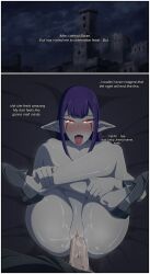 1boy 1girl absurdres bare_shoulders before_and_after blush demon_girl esil_radiru highres holding_own_leg leg_hold legs looking_at_viewer missionary non-web_source open_mouth penis pointy_ears pov purple_hair pussy red_eyes rosenrot03 saliva saliva_trail sharp_teeth solo_leveling spread_legs submission sung_jin-woo teeth thighs tongue tongue_out uncensored vaginal veins veiny_penis