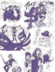 1girl 2boys :q accesscode_talker accesscode_talker_(cosplay) ai_(yu-gi-oh!) animal_ears apollousa_bow_of_the_goddess apollousa_bow_of_the_goddess_(cosplay) carrying commentary_request cosplay creature danmari_@ignister duel_monster el_shaddoll_winda el_shaddoll_winda_(cosplay) evil_twin_ki-sikil evil_twin_ki-sikil_&amp;_lil-la evil_twin_ki-sikil_&amp;_lil-la_(cosplay) evil_twin_lil-la fake_animal_ears fujiki_yusaku gloves highres holding holding_umbrella i:p_masquerena isolde_two_tales_of_the_noble_knights isolde_two_tales_of_the_noble_knights_(cosplay) ki-sikil_(yu-gi-oh!) lil-la_(yu-gi-oh!) linkuriboh multiple_boys one_eye_closed princess_carry roller_skates rom_cloudia sheep skates sosamoto_(tvny2528) spiked_hair texchanger toadally_awesome toadally_awesome_(cosplay) tongue tongue_out twintails umbrella winda_(yu-gi-oh!) yu-gi-oh! yu-gi-oh!_vrains