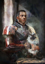 1boy cat commander_shepard commander_shepard_(male) guzzardi mass_effect_(series) n7_armor portrait solo solo_focus tumblr