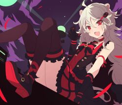 Rule 34 | 1girl, ailane (show by rock!!), animal ears, black gloves, blonde hair, claw pose, elbow gloves, flipped hair, gloves, hair ornament, hairclip, highres, lion ears, lion girl, long hair, looking at viewer, mary janes, nel-c, red eyes, shoes, show by rock!!, solo, thighhighs, very long hair