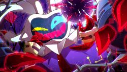 Rule 34 | absurdres, aura, cable, dark aura, grin, heterochromia, highres, looking at viewer, mario &amp; luigi: brothership, mario &amp; luigi rpg, mario (series), megitti, nintendo, object head, reclusa (mario), smile, solo, sparkle, spoilers, television