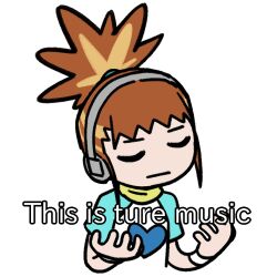 brown_hair closed_eyes digimon digimon_tamers hair_ornament hairpin headphones heart long_hair makino_ruki meme pixiv_user_(11374173) ponytail simple_background white_background