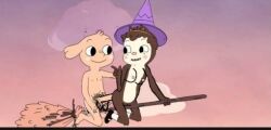 Rule 34 | breasts, broom, cartoon network, elephant, elephant boy, fucking friends, hat, hedgehog, hedgehog (summer camp island), hedgehog girl, hetero, nude, oscar peltzer, penis, photoshop (medium), pussy, sex, smile, summer camp island, witch, witch hat