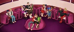 absurdres adrien_agreste aerodynamict alix_kubdel alya_cesaire armchair bean_bag_chair chair chat_noir chat_noir_(cosplay) chloe_bourgeois commission commissioner_upload cosplay couch couple highres huge_filesize ivan_bruel juleka_couffaine kagami_tsurugi ladybug_(character)_(cosplay) le_chien_kim marinette_dupain-cheng max_kante miraculous_ladybug multiple_boys multiple_girls mylene_haprele nino_lahiffe polygamy rose_lavillant sabrina_raincomprix tagme tikki_(miraculous_ladybug)