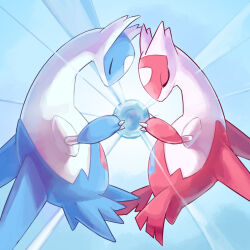 claws closed_eyes gen_3_pokemon latias latios legendary_pokemon nintendo no_humans pokemon pokemon_(creature) polyacryla wings