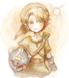 1boy bad_id bad_pixiv_id belt blonde_hair fairy hat hylian_shield link navi nintendo pointy_ears shield shiraishi_rizu smile the_legend_of_zelda