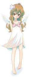 aisaka_taiga barefoot bell brown_eyes brown_hair dress flat_chest jino long_hair solo toradora! wings