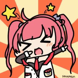 &gt;_&lt; 1girl animated animated_gif azur_lane dab_(dance) lowres necktie open_mouth san_diego_(azur_lane) seseren