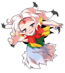 Rule 34 | 1girl, alphes (style), black hair, blue eyes, blue skirt, blush, colored tips, commentary request, dairi, facial mark, feather capelet, feathers, flat chest, forehead, forehead mark, fossilized wonders, gradient feathers, half-closed eyes, houjuu chimi, large variant set, leaf shirt, light blush, long hair, looking at viewer, multicolored hair, open mouth, outstretched arm, parody, red feathers, shirt, simple background, skirt, sleeveless, sleeveless shirt, smile, solo, style parody, tachi-e, touhou, transparent background, two-tone skirt, variant set, white hair, white skirt, yellow feathers