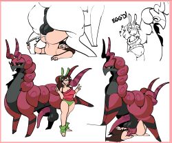 ? ?? @_@ anus bestiality brown_hair colored_skin cum cum_in_pussy erection gen_5_pokemon highres impregnation interspecies lying narrowed_eyes navel nintendo on_back penis pokemon pokemon_(creature) pokephilia pregnant scolipede sex standing sweat testicles white_skin xenopavilia