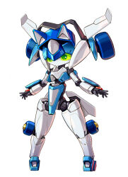 Rule 34 | 1girl, animal ears, cat ears, colored sclera, green eyes, green sclera, helmet, highres, humanoid robot, joints, mechanical hair, metal skin, no humans, original, robot, robot ears, robot girl, robot joints, science fiction, simple background, solo, taedu, white background