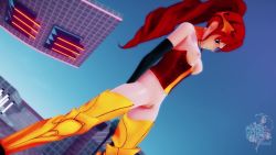 1girl 3d animated audible_music breasts crotchless dancing green_eyes highres mikumikudance_(medium) mikumikudance_(medium) music_video nipples pyrrha_nikos red_hair rwby sound tagme video