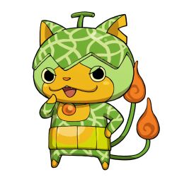 cat fire flame-tipped_tail full_body haramaki looking_at_viewer melonnyan multiple_tails no_humans notched_ear official_art simple_background solo standing tail third-party_source transparent_background two_tails youkai_(youkai_watch) youkai_watch youkai_watch_2