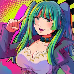 1girl absurdres azumi-kun blue_eyes ciconia_no_naku_koro_ni facing_viewer green_eyes happy highres long_hair long_sleeves looking_at_viewer open_mouth smile twintails upper_body