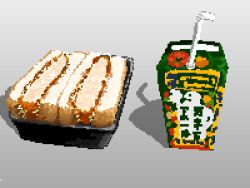 Rule 34 | bread, bread slice, chicken (food), cutlet, food, food focus, fried chicken, highres, hisachan55cute, katsu (food), lettuce, original, pixel art, sandwiched, shadow, simple background, still life, tray, white background