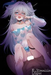 Rule 34 | 1boy, 1girl, :d, arm behind back, bare legs, bare shoulders, black choker, blue eyes, blue ribbon, blush, bottomless, breasts, censored, choker, clenched hand, clothed female nude male, deep penetration, florence (girls&#039; frontline 2), girls&#039; frontline, girls&#039; frontline 2: exilium, hair between eyes, hair ribbon, hand up, happy sex, heart, heart-shaped pupils, heart print, hetero, highres, large penis, long hair, looking at viewer, medium breasts, motion lines, muscular, muscular male, navel, no panties, nude, off-shoulder shirt, off shoulder, open mouth, pa-15 (girls&#039; frontline), pa-15 (marvelous yam pastry) (girls&#039; frontline), penis, pov, print shirt, ribbon, ryncka, see-through clothes, see-through shirt, shirt, smile, solo focus, stomach bulge, symbol-shaped pupils, thigh strap, vaginal, very long hair, white hair, white shirt