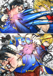 2girls blonde_hair blue_eyes capcom catfight chun-li commission dead_or_alive humiliation marie_rose multiple_girls ryona skeb_commission smile street_fighter tagme zuratan