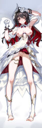 1girl absurdres angry armpits bar_censor black_hair breasts censored chinese_commentary cleft_of_venus colored_inner_hair commentary_request dakimakura_(medium) dress gloves highres honkai_(series) honkai_impact_3rd huiqian large_breasts long_hair looking_at_viewer lying merchandise_available multicolored_hair nipple_piercing nipples no_panties official_alternate_costume on_back piercing pussy red_eyes red_hair seele_(alter_ego) seele_vollerei seele_vollerei_(starchasm_nyx) solo toes two-tone_hair white_dress white_gloves