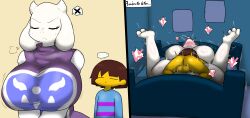 1boy 1girl absurdres ahegao ass bed bedroom blush breasts brown_hair completely_nude enigi09 frisk_(undertale) furry furry_female furry_with_non-furry heart hetero highres huge_ass huge_breasts incest interspecies large_breasts mating_press missionary mother_and_son nude on_bed open_mouth sex sex_from_behind short_hair size_difference speech_bubble tongue tongue_out toriel undertale