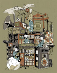 4boys :&gt; :o ^_^ annotated arms_at_sides arrow_(symbol) bandaged_arm bandages biwa_lute black_eyes black_hair black_legwear book book_stack bookshelf bug cable character_doll character_print chimney closed_eyes closed_mouth colored_skin commentary_request crack crt doll drum english_text eyebrows closed_eyes fox_mask fuwa_raizou ghost gong group_name haori hat hatsushima_magojirou headphones heart hemuhemu hinata_bokuo hitodama instrument instrument_request japanese_clothes junko_(nintama) kanzaki_samon knee_up koto_(instrument) kunai lantern looking_at_viewer lute_(instrument) male_focus mallet mask unworn_mask megaphone microphone microphone_stand multiple_boys music nakazaike_chouji nanamatsu_koheita ninitsubo_ayakashimaru ninja no_shoes noh_mask origami paper_crane paper_lantern playing_instrument plectrum ponytail raccoon radio_antenna rakudai_ninja_rantarou road_sign rope scroll shadou_kagemaro shamisen shide shimenawa shimosakabe_heita shousei shuriken sign skull sliding_doors slug smoke snake speaker spider standing standing_on_object stop_sign straw_hat tears television toeless_legwear toes toilet_paper tokyo_mononoke tomatsu_sakubee torii tsugiya_sannosuke tsurumachi_fushikizou tsuzumi uniform weapon white_skin wide_sleeves zatto_konnamon