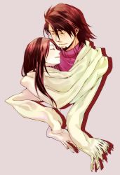 Rule 34 | 10s, 1boy, 1girl, bad id, bad pixiv id, brown hair, couple, facial hair, hetero, husband and wife, kaburagi t. kotetsu, kaburagi tomoe, long hair, mori-003, scarf, short hair, stubble, tiger &amp; bunny
