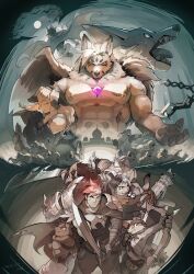 alec_(another_eidos) animal_ears another_eidos-r barboros_(another_eidos) bat_boy bat_ears bat_wings beak bird_boy bow_(weapon) chain chest_jewel claws closed_eyes commentary_request crocodile_boy cross_scar crossed_arms dated demon_boy demon_horns dragon_boy dragon_horns elaine_(another_eidos) facial_scar fangs full_moon furry furry_female furry_male gaia_(another_eidos) highres holding holding_bow_(weapon) holding_sword holding_weapon horns hybris_(another_eidos) jackal_boy jackal_ears jalam_(another_eidos) kobold kozume_(kozumetako) moon nipple_piercing nipples one_eye_closed open_mouth own_hands_clasped own_hands_together pawpads piercing praying profile scar scar_across_eye scar_on_cheek scar_on_face sebek_(another_eidos) stalon_(another_eidos) sword weapon wings wolf_boy wolf_ears yabsakha_(another_eidos) zacharoff_(another_eidos)